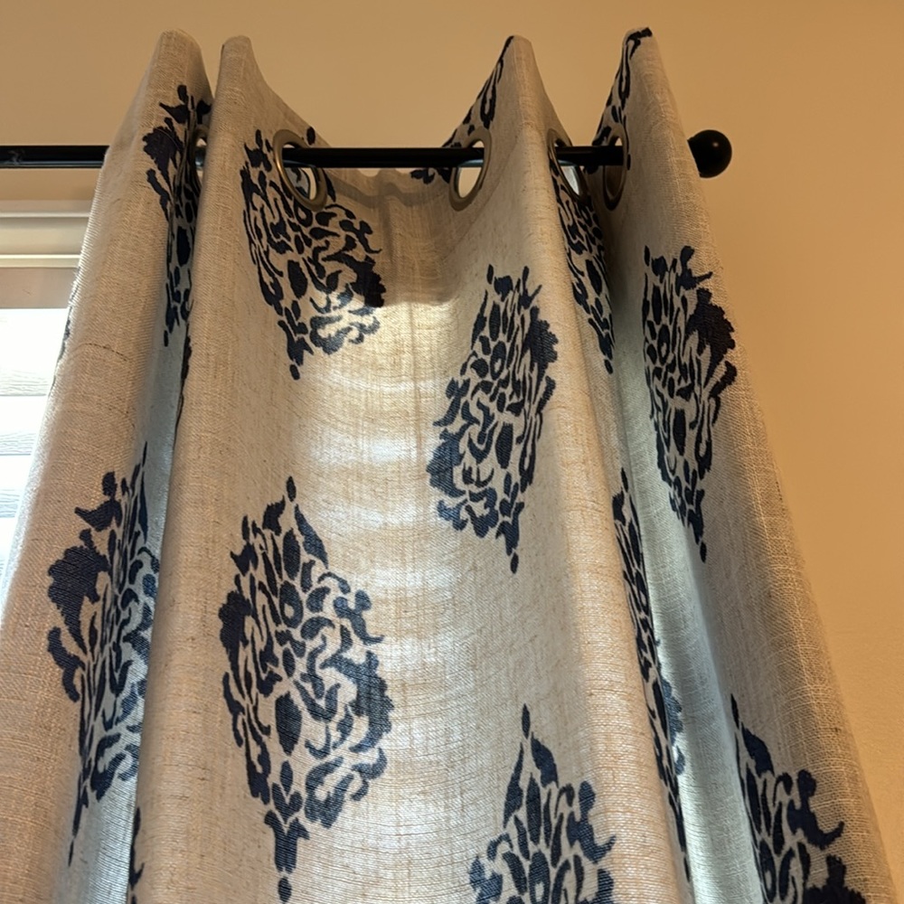Pretty Grey & Blue Curtains - Picture 2 of 4